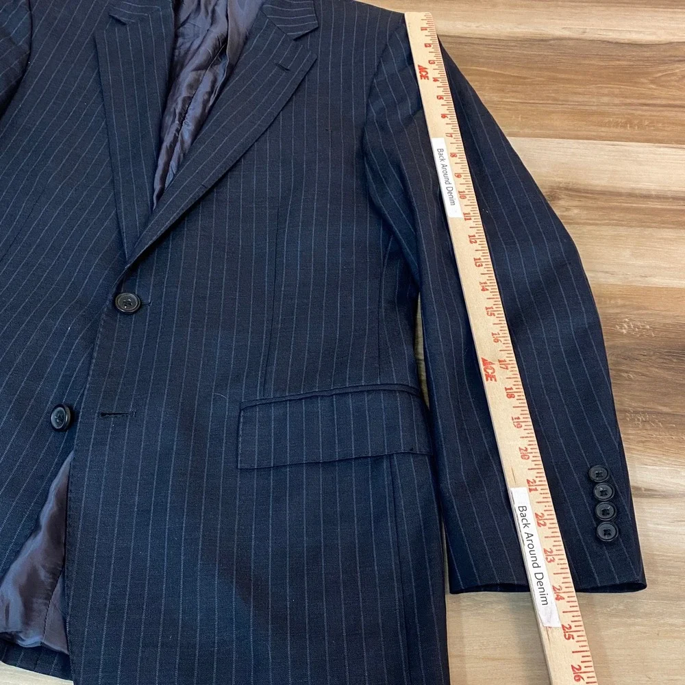 Brooks Brothers Sport Coat Mens 38R Pinstripe 2 Button Blazer‎ Jacket Gray Blue